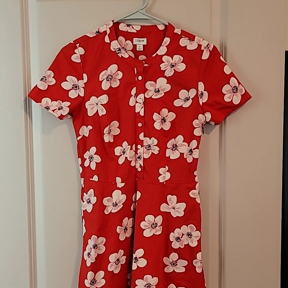Jcrew red flower size 0 dress - Picture 1 of 8
